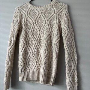 Cream Forever 21 Thick Knit Long Sleeve Sweater